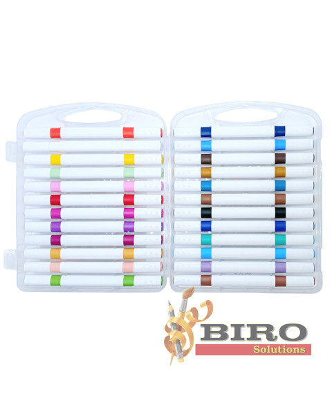 Marker Acrilic cu vârf dublu, 24 culori, cutie plastic, ML49-9